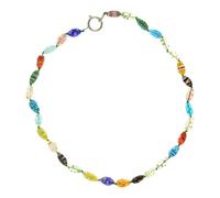 THINCAN Millefioris Bead Necklace For Women Hand Blown Glass Jewelry Italian Craftsmanship Neckchain Short Neck Accessories Craftsmanship Glass Necklace Set