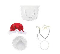 THINCAN Mrs. Clause Costume Accessories Include Santa Hair Santa Hat Eyeglasses Necklace Apron For Kid Women Christmas Cosplay Santa Suit