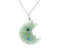 THINCAN Natural Crystal Pendant Necklace Moon Shape Charm Clavicle Chain Mineral Jewelry Stone For Unisex Jewelry