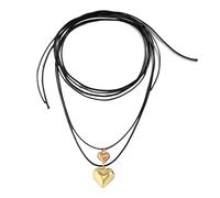 THINCAN Novel Simple Gold And Silver Love Pendant All-matched Clavicle Chain Adjustable Black Draw Rope Cold Necklace