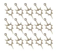 THINCAN Pack Of 15 Heart Charm With Filigree Thorns Designs In Antique Silver For Jewelry Crafting And Decoration Daily Use