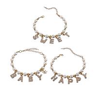 THINCAN Pet Cats Collar Necklace With Rhinestones Letter Pendant Adjust Cats Collar Elegant Party Necklace Pet Jewelry 3PCS