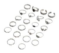 THINCAN Rings, 22 Pieces Antique Styles Rings with Floral Embossing and Snake TaiJi Yin Yangs Designs Accessory for Daily Wear