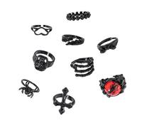 THINCAN Rings, Dark Themed Alloy Skull Rings Set for Youthful Adults Seeking Individuality and Mystery in Their Jewelry Collection