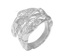THINCAN Rings, Hammered Texture Snake Twisted Rings Youthful Statement Rings With Adjustable Size Elegant Accessory