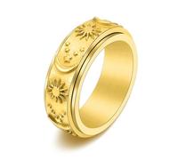 THINCAN Rings, Rotating Engagement Wedding Band Men Women Spinner Statement Handmade Jewelry Stress Relieving
