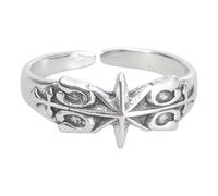 THINCAN Rings, Silver Coated Six Pointed Star Metal Rings Mystical Symbol Hexagram Stylish Accessory for Everyday Wear