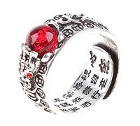 THINCAN Rings, Vintage for Six-Character Heart Sutra for Men Women Lucky Wealth Adjustable Band Jewelry Gif
