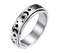 THINCAN Rings, Women Men Relief Stress Worry Rings Star Moon Meditation Calming