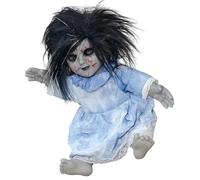 THINCAN Scary Doll Figure With Illuminated Face And Frightening Sound Effect Scary Sitting Doll Sound Activated Animatronic