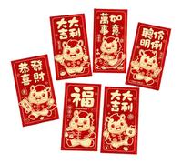 THINCAN Set Of 6 2026 Luck Money Packets Foils Horse Design Frosted Texture Chinese Festival Currency Containers Gold Foils Red Packets