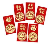 THINCAN Set Of 6 2026 Luck Money Packets Foils Horse Design Frosted Texture Chinese Festival Currency Containers Gold Foils Red Packets