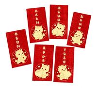 THINCAN Set Of 6 2026 Luck Money Packets Foils Horse Design Frosted Texture Chinese Festival Currency Containers Gold Foils Red Packets