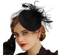 THINCAN Stage Performances Veil Transparents Exquisites Headwear Multifunctional Veil Suitable for and Parties Cocktail Hat Black