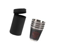 THINCAN Steel Shot Glass Set Portable Leather Cover Portable Shots Glasses 30/70/180ml Capacity for Get Togethers Party Shot Glass