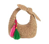 THINCAN Stylish Bows Straw Evening Bag Vacation Handbag Essential For Travel Prom Occasion And Casual Daily Use Straw Handbag For Women