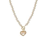 THINCAN Super Fairy Temperament Imitation Pearl Love Necklace Cold Simple Sweet Ot Buckle Collarbone Chain Female Clavicle Chain Choker