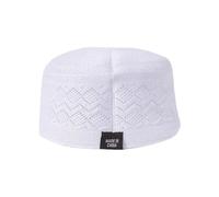 THINCAN Traditional Muslims Prayer Hat Breathable Kufi Hat with Hollowout Pattern for Cultural Event and Religious Gathering Ethnic Muslims Headgear White