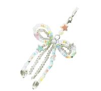 THINCAN Trendy Beaded Bowtie Charm Versatile Color Combinations Bag Pendant Keychain Keyring for Outfits and Accessories