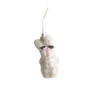 THINCAN Trendy Keychain White Cartoon Bunnys Pendant Key Rings Handmade Plushes Decoration for Bags Doll Decoration