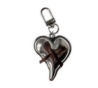 THINCAN Trendy Silver Love Heart Keyring Sturdy Alloy Boeknot Pendant Accessory for Wallets and Purses Charm Ornament