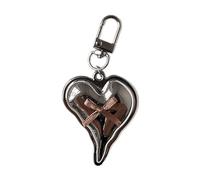 THINCAN Trendy Silver Love Heart Keyring Sturdy Alloy Boeknot Pendant Accessory for Wallets and Purses Charm Ornament