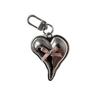 THINCAN Trendy Silver Love Heart Keyring Sturdy Alloy Boeknot Pendant Accessory for Wallets and Purses Charm Ornament