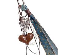 THINCAN Western Styles Denims Bag Charm Featuring Butterfly Heart Detailing And Braided Rope Handmade Keychain