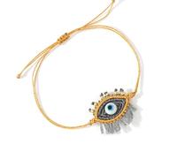 THINCAN White Glass Bead Eye Charm Adjustable For Couples Handmade Jewelry Dopamine Inspired Design Wristchain Happiness Symbol Wristband For Lovers