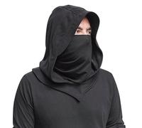 THINCAN Winter Hat, Halloween Medieval Hat with Veil Hooded Balaclava Mask Hooded Hat Scarf Black