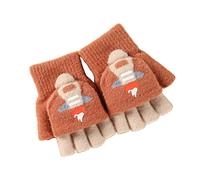 THINCAN Winter Knitting Gloves Warm Child Half-Finger Gloves Thicken Outdoor Ski Gloves Cartoon Pattern Cartoon Pattern Winter Gloves Women Winter Gloves For Kids Boys Winter Half