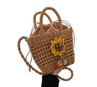 THINCAN Woven Tote Beach Bag Womens Straw Bucket Handbag Shoulder Bags Fashion Crossbody Phone For Girls