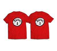 (THING TWO-RED, 2XL) Thing One 1 And Thing Two 2 World Book Day