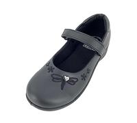 Thingimijigs Girls Black School Shoes - Mary Jane Style with Adjustable Strap- Dragonfly - UK 1