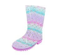 Thingimijigs Girls Mermaid Scale Pattern Wellies Wellington Boots - UK 2