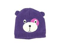 Thingimijigs Girls Teddy Bear Face Knitted Winter Beanie Hat - Purple 3-6 Years