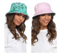Thingimijigs Ladies Reversible Bucket Hat Festival Summer Sun Hat - Pink/Flamingo Print M/L