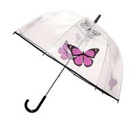 Thingimijigs Ladies Transparent Dome Umbrella - Black Butterfly Design