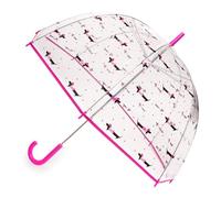 Thingimijigs Ladies Transparent Dome Umbrella - Pink and Black Dachschund Sausage Dog Design