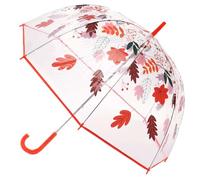 Thingimijigs Ladies Transparent Dome Umbrella - Red Autumn Leaves Design
