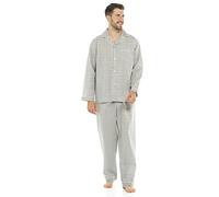 Thingimijigs Mens Traditional Patterned Easy Care Pyjamas Set Loungewear Sleepwear - Grey Check - M