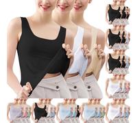 Things for 2 Pound Fall Deals HUIFUAO 3 Pack Tank Top Women Plus Size Sleeveless Vest Summer Basic Undershirt Black Square Neck Gym Sport Running Yoga T Shirt Today's Deals of The Day