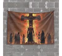 Things for Boys Room A Fiery Cross: The Backstory of Redemption Tapestry Room Decor Aesthetic Bar for Man Cave(100X150CM)