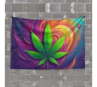 Things for Boys Room A Vibrant Cannabis Leaf Against A Swirling Rainbow Background Tapestry Room Accessories for Teen Boys Hanging Wall Decor(75X100CM)