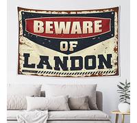 Things for Boys Room Beware of Landon Tapestry Man Cave Decorations Aesthetic Tapestry(100X150CM)
