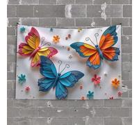 Things for Boys Room Colorful Paper Butterflies and Flowers Tapestry Room Accessories for Teen Boys Hanging Wall Decor(100X150CM)
