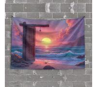 Things for Boys Room Door to The Sunset: A Magical Ocean Scene Tapestry Home Bar Decor Garage Accessories for Man Cave(100X150CM)