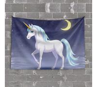 Things For Boys Room Magical Unicorn Under The Moonlit Sky Tapestry Hanging Wall Decor Man Cave Decorations(100X150CM)