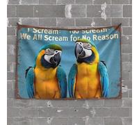 Things for Boys Room Parrot Power: The Art of Screaming for No Reason Tapestry Garage Decor for Men Decor for Man Cave(100X150CM)