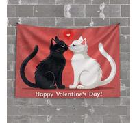 Things for Boys Room Two Cats Kissing with A Heart Above Them Tapestry Room Accessories for Teen Boys Hanging Wall Decor(75X100CM)